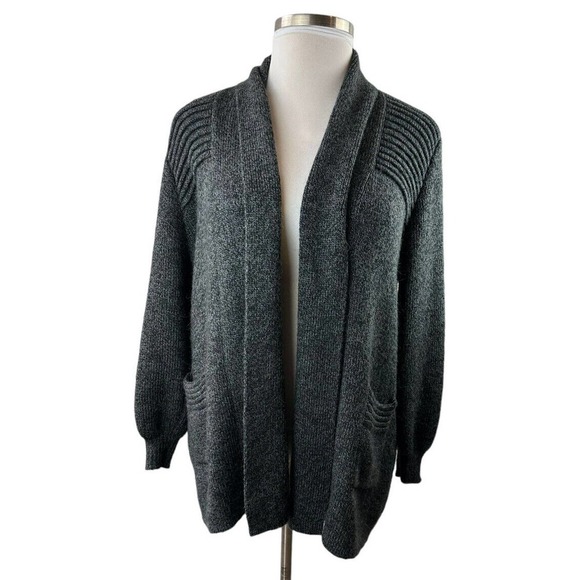 Alpaca Connection Grey Wool Blend Peruvian Shawl Collar Cozy Blanket Cardigan OS - Picture 11 of 12